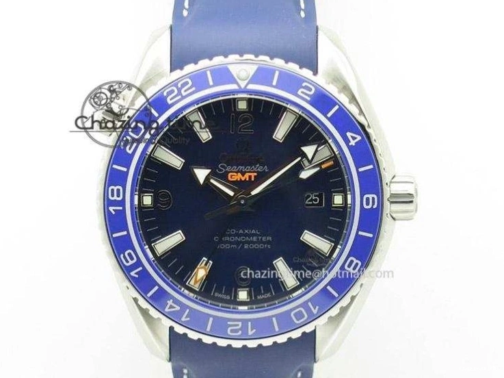 0508 Chic Planet Ocean Master Chrono 45mm SS OM 1:1 Best Edition Blue Dial On Blue Rubber Strap A 8172